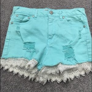Light Blue high waisted shorts